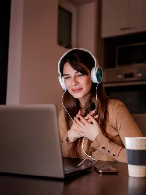 woman learning online